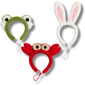 Pet Costume Headbands, 3-Pack Set, Frog Bunny Red Design, Dog Cat Accessories, for Funny Photo, Cute Daily wear, Party Must-Have Items