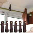 6 x CroBlissful 6 Pcs Leather Curtain Rod Holders PU Leather Curtain Rod Bracket Mounted Loop Straps with Screws and Plastic Wall Plugs, Boho Pole Hanger Hook for Towel Oar Home Wall Display (Dark Brown)