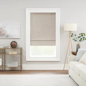 ECLIPSE Drew Noise Reducing Blackout Cordless Lined Window Roman Shade for Living Room, 27 in x 64 in, Linen