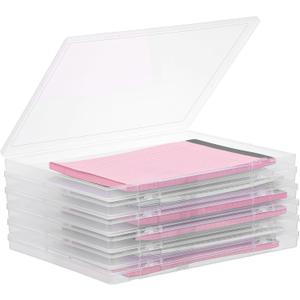 6 Packs Photos Storage Box Photo Organizers Storages for 8" x 10" Clear Plastic Scrapbook Paper Photo Storage Containers with Snap-Tight Lock for Protecting Photos Crafts Paper Office Supplies Files