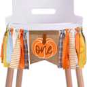 Pumpkin One High Chair Banner - Halloween 1st Birthday Party Decoration Supplies, Fall Thanksgiving Party Banner, Anniversary Photo shoot background props (Pumpkin canvas orange)