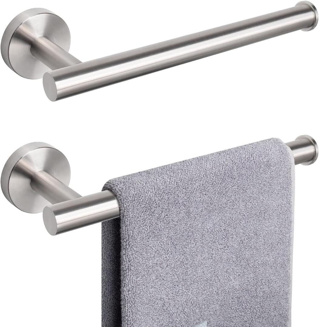 NearMoon Hand Towel Holder/Towel Ring, Thicken Stainless Steel Hand Towel Bar for Bathroom, Rustproof Wall Mounted Towel Rack, Contemporary Style Bath Accessories, 9 Inch (2 Pack, Brushed Nickel)
