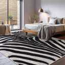 Zebra Rug Area Rugs for Living Room, 4x6 Animal Print Rug Machine Washable for Bedroom Dining Room Western Home Decor Non-Slip Low Pile Indoor Floor Carpet