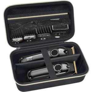 Case Compatible with KIKIDO for Novah for GLAKER for Ufree for FADEKING for GSKY for Romanda Professional Hair Clippers, Beard Trimmer Grooming Storage Holder for Hair Trimmers Set (Box Only) -Black (Gold)