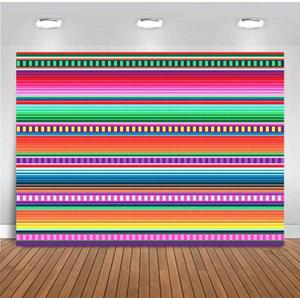 Summer Mexican Fiesta Theme Backdrops Colorful Stripes Photobooth Event Table Party Banner Decor Vinyl Background Photography Supplies 5x3ft