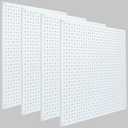 Pegboard Rack Garage Storage Steel Horizontal Peg Board Pack,Steel Pegboard Heavy Duty- 4 Pack 16-Inch X 16-Inch Metal Peg Board Tool Organization Panels(White)