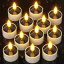 SoulBay Solar Tea Lights Outdoor Waterproof, 12 pcs 1.5" D x 2.1" Reusable Dusk to Dawn Flickering Small LED Tealight Candles, Flameless Votive Candle for Lanterns Patio Garden Camping Dcor