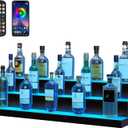 VEVOR LED Lighted Liquor Bottle Display, 3 Tiers 40 Inches, Supports USB, Illuminated Home Bar Shelf with RF Remote & App Control 7 Static Colors 1-4 H Timing, Acrylic Lighted Shelf for 30 Bottles