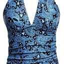 Yonique Women's Halter Tankini Top V Neck Swim Top Tummy Control Bathing Suit, XX