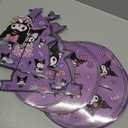 Kawaii Cartoon Birthday Decorations, Purple Cupcake Stand Party Supplies, 3 Tier Paper Cupcake Holder, Dessert Display Stand for Birthday Party Decoration