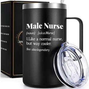 Lifecapido Male Nurse Gifts for Men, Like A Normal Nurse But Way Cooler Stainless Steel Coffee Mug, Nurse Week Gifts Appreciation Graduation Gifts for Murse Nurse Practitioner (20 oz Black)