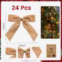 24 Pcs Velvet Ribbon Christmas Tree Bows Bow Tree Topper Door Garland Decor Vintage Wreath Bow Velvet Bows Ornaments for Christmas Trees Gifts Party Door Garland Wreath Deco (Khaki)