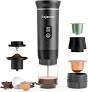 Portable Coffee Maker Espresso Machine Small Electric Battery Operated Coffee Cup Mini Espresso Machines SelfHeating Car Travel Espresso Pod Maker, 3IN1 Ground Coffee & NS Capsule Hiking Camping