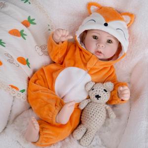 UOFTKIZ Baby Girl Dolls- 17-in Soft Vinyl Limbs and Cloth Body Real Life Baby Doll, Gift for Kids 3+, Grandparents, New-Parents (Yellow Fox)