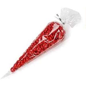 100 Extra Small Cone Shaped Treat & Favor Bags Size: 3. 1/8" x 7 3/4" (8cm x 20cm) Crystal Clear Cello/Cellophane Polypropylene - 100 Pcs (XS)