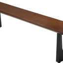 Walnut Color Long Bench Solid Wood Top Metal Legs U-Shaped Design Durable Sturdy Dining Bench Ideal for Office Home Restaurant Patio Multiple (Bench, 55.12in)