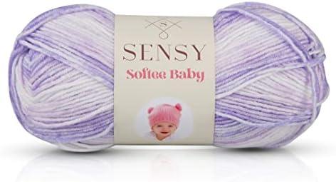 Sensy Softee Baby Yarn, 3.5 oz, 275 Yards, Gauge 3 Light (Purple Batik)