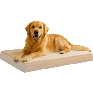 PETMAKER Orthopedic Dog Bed - 2-Layer Memory Foam Bed with Machine Washable Sherpa Top Cover - 36x27 Mattress for Large Dogs up to 65lbs (Tan)