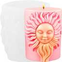 XIAOSHUI Sun Face Candle Silicone Molds Sun Goddess Pillar Candle Making Mold for Candle Home Decorate Resin Casting Aromatherapy Candles Gypsum Polymer Clay Craft (Style B)