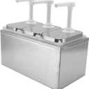 2/3L Sauce Dispenser Pump, Stainless Steel Condiment Pump Station Condiment Pump Dispenser, Ketchup Salad Jam Seasoning Sauce Single Head Dispenser, 1L Capacity Each Jar(1L Triple)