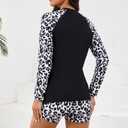 ALLTOKE Women's 2 Piece Rash Guard Sets with Bra Black Leopard S (S)
