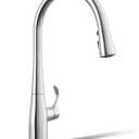 KOHLER 596-CP Simplice Kitchen Sink Faucets with Pull Down Sprayer, 3-Spray Design, Polished Chrome Kitchen Faucets, High Arch
