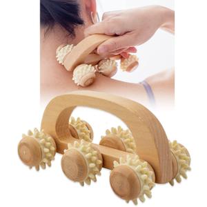 Handheld Massage Roller for Sore Muscle, Wood Therapy Massage Tools for Body, Wooden Fascia Roller for Deep Tissue, Lymphatic Drainage Massager for Legs/Thighs/Butt