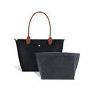 Medium Work Tote Bag For Women: Black With Purse Organizer Insert For 13-15" Laptop - Office Professionals College Students Aged 25-45 - Commute Travel