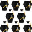 LUOZZY 8 Sets Graduation Cap Gown Bottle Covers Sets Mini Graduation Coat Bottle Covers Graduation Hat Bottle Topper with Yellow Tassels