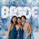 BRIDE Letter Balloons Blue Bows, 40" White BRIDE To Be Balloons for Beach Bach,Bachelorette,Last Toast On Coast,Beach Bridal Shower,Seashells Wedding Decoration,Girls Something Blue Engagement Party