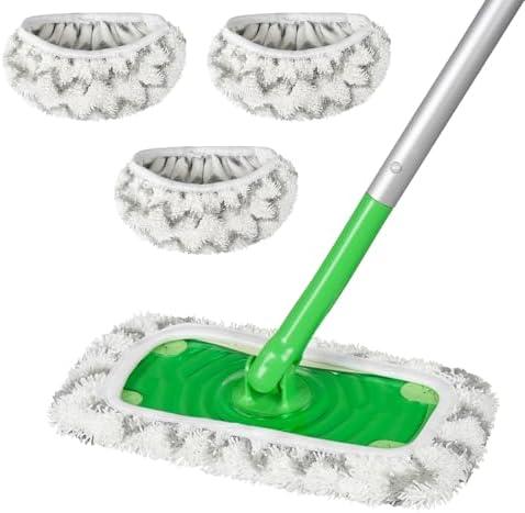 ZEHRAI 3 Pack Reusable Microfiber Pads Compatible With Swiffer Sweeper, Wet and Dry Flat Cover, Washable for Surface/Hardwood Floor Cleaning (Mop Not Included)
