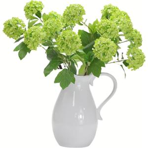 Hydrangea Artificial Flowers Fake Hydrangeas - Silk Flowers 4 Pack 28 Inch Long with 12 Real Touch Blooms, Snowball Viburnum for Wedding and Home Decor (Green)