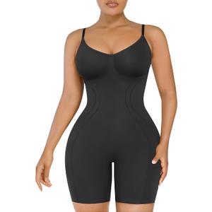 SHAPELLX Shapewear Bodysuit Tummy Control for Women Seamless Waist Trainer Mid Thigh Slim Butt Lift Body Shaper (Black, XS/S)