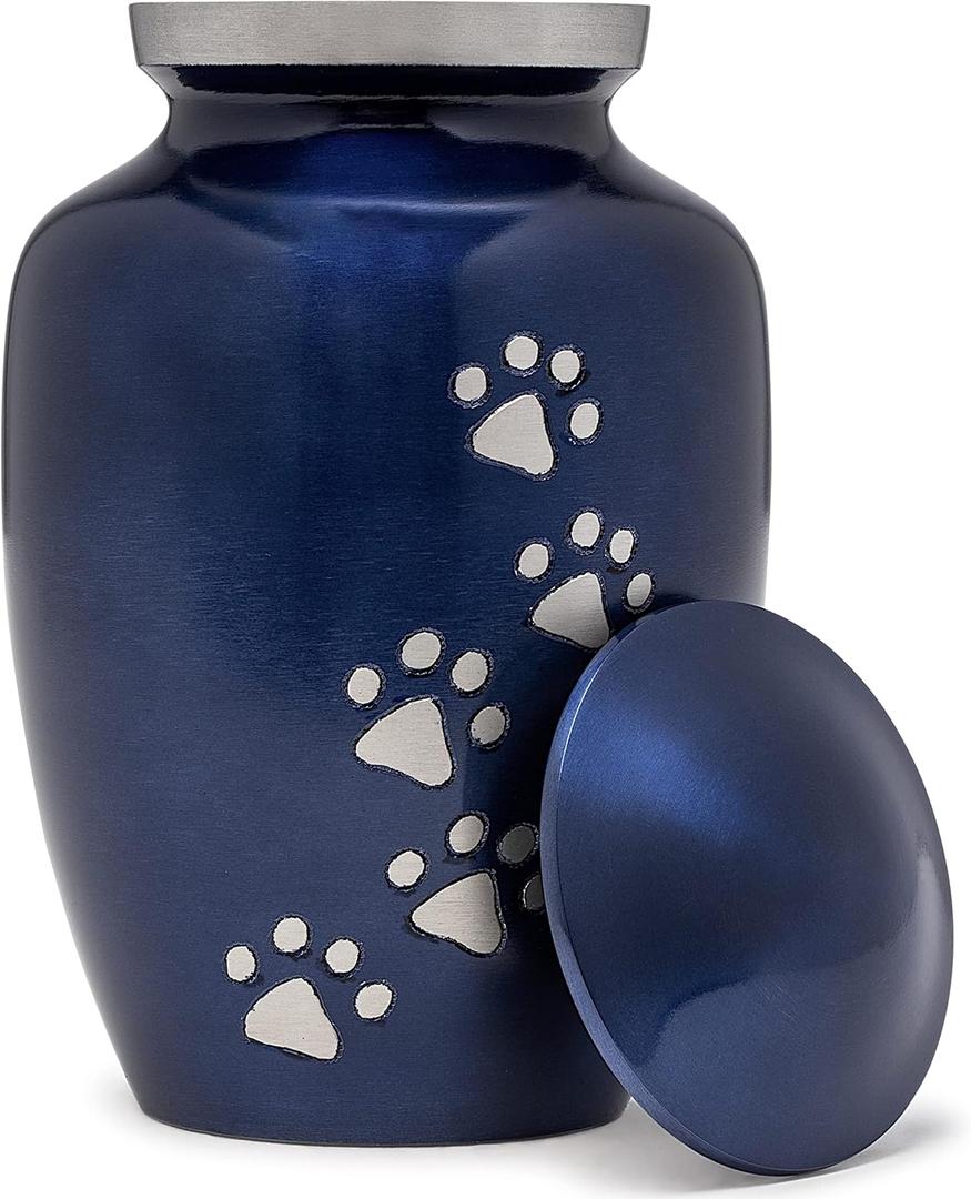 Eternal Harmony Large Pet Urns for Dogs with Secure Seal, Velvet Bag & Anti-Slip Felt Bottom, Animal Urn for Dog Ashes, Cat Ashes & Any Pet Up to 122 lbs (Blue, Large)