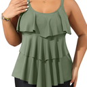 Yonique Women's Plus Size Tankini Swimsuits with Shorts Two Piece Bathing Suits Ruffle Swimsuits Tummy Control Swimwear, Size 20W, Army Green