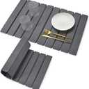 Large Stone Dish Drying Mats for Kitchen Counter, 24"(L)16"(W) Collapsible Quick Dry Dish Drying Mat, Eco-Friendly Absorbent Diatomaceous Earth Mat for Dishes Bottles Cups, Match Any Countertop (Gray)