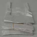 Plastic T-Shirt Bags with Handles,18.5 Inch x 11.8 Inch, 150 Pcs Clear Grocery Bags, Reusable Supermarket Shopping Bags