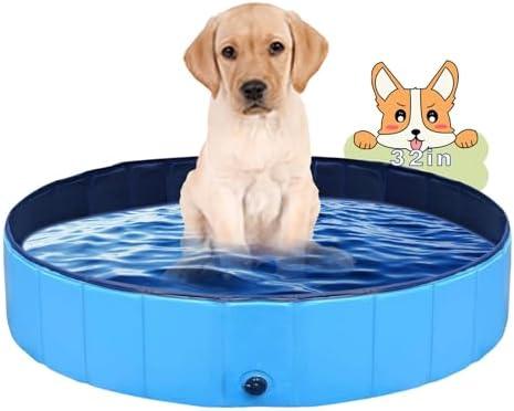 PJZP Dog Pool Foldable pet Pool Dog Swimming Pool Portable Suitable for Indoor and Outdoor use (32x8in)