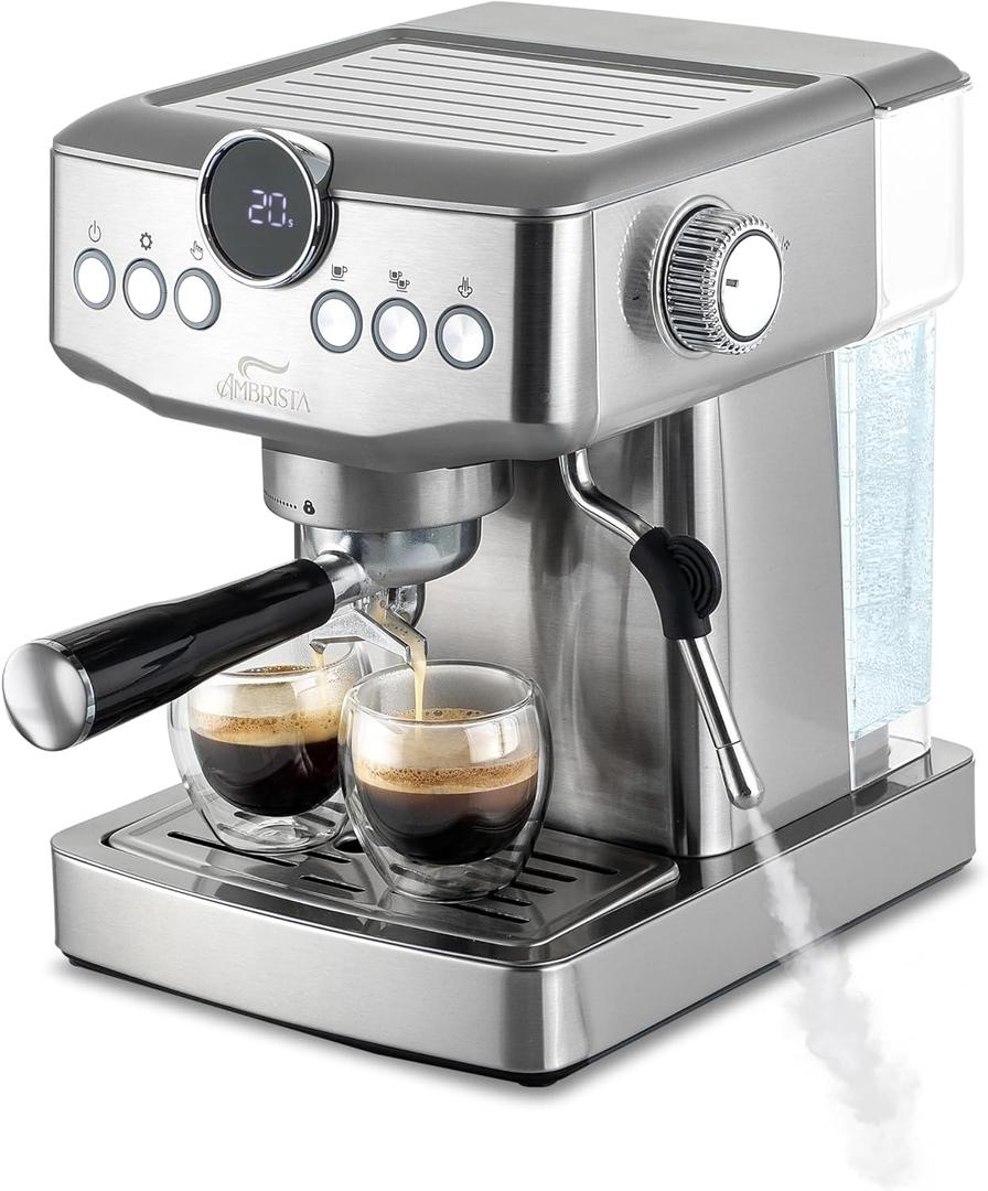Espresso Machine 20 Bar with Steam Milk Frother | Stainless Steel Espresso Maker with Customizable Brewing Temperature | 60oz Removable Water Tank | Perfect for Cappuccinos, Lattes and More Espresso Machine 20 Bar with Steam Milk Frother | Stainless Steel Espresso Maker with Customizable Brewing Temperature | 60oz Removable Water Tank | Perfect for Cappuccinos, Lattes and More