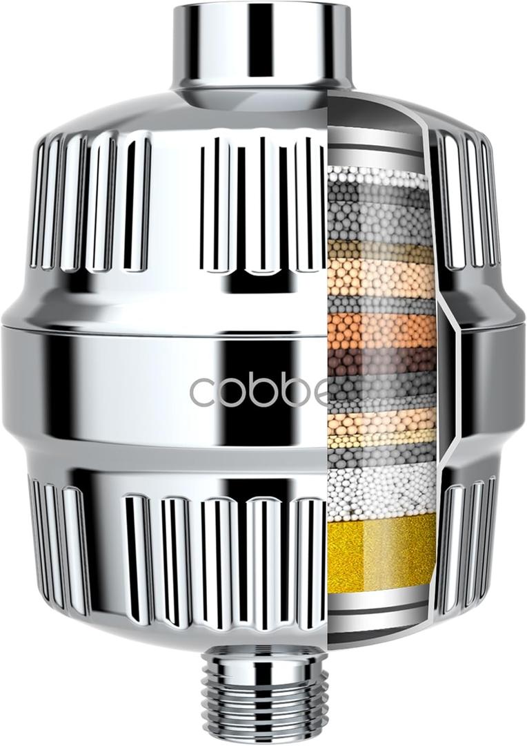 Cobbe HD HEAVY DUTY High Output Shower Filter  99% REMOVAL Shower Head Filter for Hard Water, Heavy Metals, Chlorine and Harmful Substance, Improve your skin and hair - Chrome