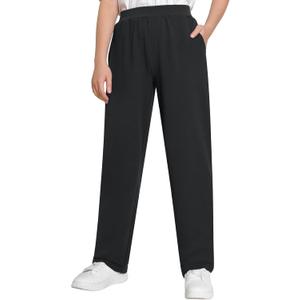 Weintee Women's Petite Cotton Pull On Pants with Pockets (Black, L)
