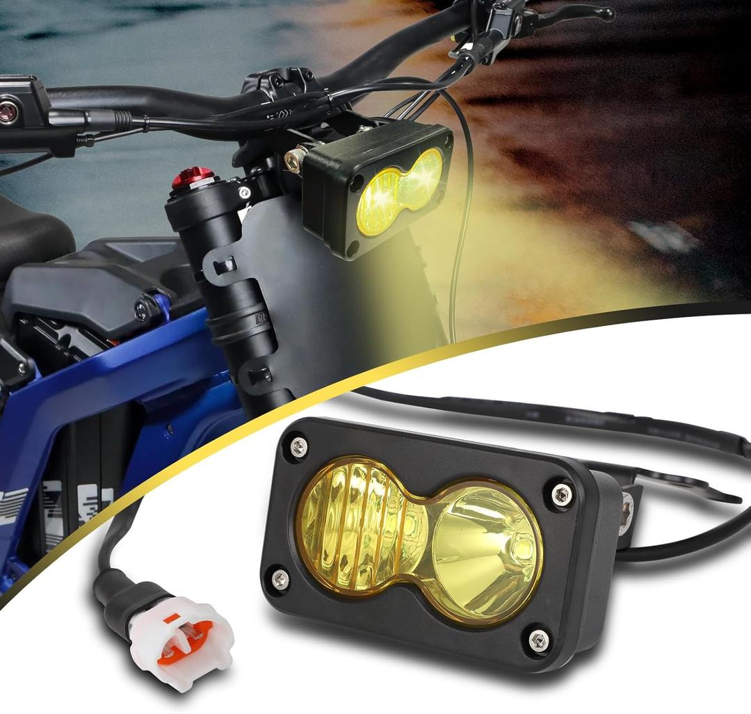 Motoparty Headlight Kit for Sur-Ron Segway X260, Yellow 6000-6500K Spot/Flood Light Pods Combo Kit, Dirtbike Lights Accessories, Bright Front Lamp 3 Inch, with Plug