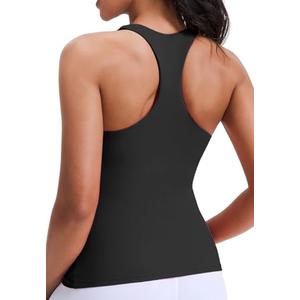 JOYSPELS Workout Tank Tops with Built in Bra, Butter Soft V Neck Athletic Yoga Tops, Racerback Gym Shirts for Women S