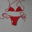 SHERRYLO Thong Bikini Swimsuit for Women Brazilian Bottom Triangle Bikinis Top Bathing Suit (Medium, Red)