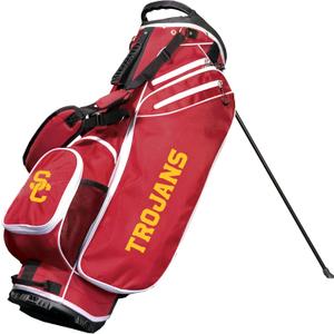 Team Golf NCAA Southern California Birdie Stand Golf Bag, Lightweight, 14-Way Club Divider, Spring Action Stand, Insulated Cooler Pocket, Velcro Glove and Umbrella Holder & Padded Handles