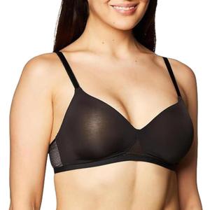 Hanes Women’s Oh So Light Comfort Flex Fit Wire Free Bra, black/ Nude, XL