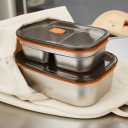 Boxiki Kitchen Bento Lunch Box Set of 2 pcs  Leakproof, BPA Free, Dishwasher Safe Lunch Containers with Compartments  Reusable Bento Box for Adults