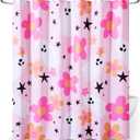 2 x Cute Pink Halloween Shower Curtain for Bathroom Aesthetic Halloween Decorations, Funky Groovy Floral Ghost Spirit Shower Curtain Set, Modern Y2K Gothic Spooky Preppy Bath Curtain (72"W x 72"L (Pack of 1))