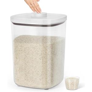 TBMax Large Flour Storage Container 10.56 Qt, 20 Lbs Rice Container with Pop Up Lid & Measuring Scoop for Flour, Cereal, Dry Food Storage and Kitchen Pantry Organization