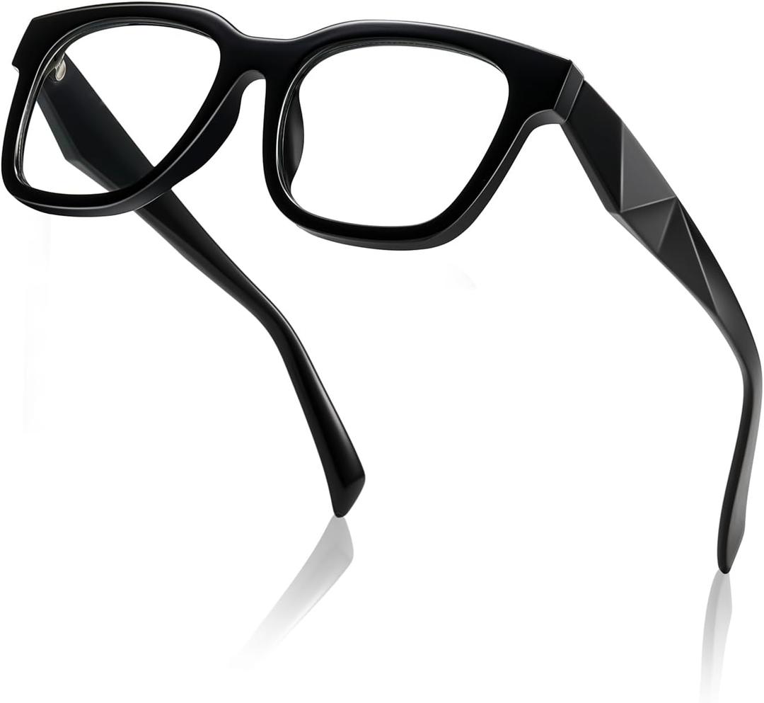 kimorn Blue Light Blocking Glasses,Anti Eyestrain & UV Protection,Square Frame Glasses for Women and Men (Black)